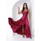 Rochie eleganta lunga din satin burgundy bust tip corset ValeriaW3 2 - jojofashion.ro