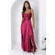Rochie eleganta lunga din satin burgundy bust tip corset ValeriaW3 4 - jojofashion.ro