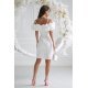 Rochie cununie civila alba scurta cu maneca incretita Serena 3 - jojofashion.ro