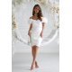Rochie cununie civila alba scurta cu maneca incretita Serena 4 - jojofashion.ro