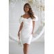 Rochie cununie civila alba scurta cu maneca incretita Serena 6 - jojofashion.ro