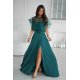 Rochie de nunta lunga verde smarald cu paiete pe bust vaporoasa Azaliya 6 - jojofashion.ro