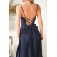 Rochie eleganta lunga bleumarin navy cu bust tip corset Jasmine 4 - jojofashion.ro