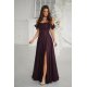 Rochie eleganta lunga glitter mov pruna cu umerii goi vaporoasa Delight 2 - jojofashion.ro