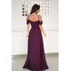 Rochie eleganta lunga glitter mov pruna cu umerii goi vaporoasa Delight 4 - jojofashion.ro