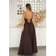 Rochie eleganta lunga maro ciocolata cu bust tip corset vaporoasa Jasmine 3 - jojofashion.ro