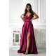 Rochie eleganta lunga satin burgundy cu bust tip corset Saphira 2 - jojofashion.ro