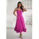 Rochie eleganta midi roz fucsia cu volan tridimensional Jasmina 5 - jojofashion.ro