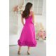 Rochie eleganta midi roz fucsia cu volan tridimensional Jasmina 3 - jojofashion.ro