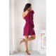 Rochie eleganta scurta  burgundy cu maneca lunga umar gol si trandafir decorativ Hyami 3 - jojofashion.ro