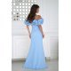 Rochie lunga baby blue cu umerii goi si maneca 3D in stil spaniol Senorita 3 - jojofashion.ro