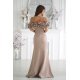Rochie lunga cappuccino cu umerii goi si maneca 3D in stil spaniol Senorita 3 - jojofashion.ro