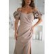 Rochie lunga cappuccino cu umerii goi si maneca 3D in stil spaniol Senorita 5 - jojofashion.ro