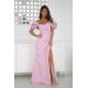 Rochie lunga roz pudra cu umerii goi si maneca 3D in stil spaniol Senorita 6 - jojofashion.ro