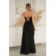 Rochie neagra eleganta lunga cu glitter mulata cu umeri goi Luxurious 3 - jojofashion.ro