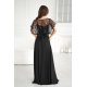 Rochie neagra eleganta lunga cu paiete pe bust vaporoasa Azaliya 3 - jojofashion.ro