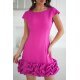 Rochie scurta eleganta roz magenta mulata cu volan tridimensional Laleh 6 - jojofashion.ro