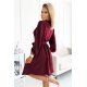 Rochie scurta, burgundy, cu maneca lunga, petrecuta, vaporoasa, Aurora 3 - jojofashion.ro