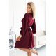 Rochie casual scurta, burgundy, cu maneca lunga, petrecuta, vaporoasa, Aurora 3 - jojofashion.ro