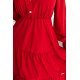 Rochie scurta rosie tip camasa cu maneca lunga si volane Medeia 5 - jojofashion.ro