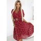 Rochie midi voal burgundy cu buline albe retro vaporoasa Marilyn 2 - jojofashion.ro