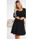 Rochie neagra midi evazata cu maneca lunga Yvanna 2 - jojofashion.ro