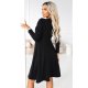 Rochie neagra midi evazata cu maneca lunga Yvanna 3 - jojofashion.ro