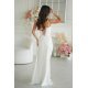Rochie cununie civila alba lunga cu glitter mulata cu umeri goi Luxurious 3 - jojofashion.ro