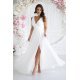 Rochie cununie civila alba, lunga, din tulle, cu floare decorativa, vaporoasa, Dyandra 2 - jojofashion.ro