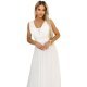 Rochie cununie civila alba lunga din tulle cu brocart vaporoasa Melania 5 - jojofashion.ro