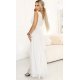 Rochie cununie civila alba lunga din tulle cu brocart vaporoasa Melania 3 - jojofashion.ro