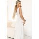 Rochie cununie civila alba lunga din tulle cu brocart vaporoasa Melania 6 - jojofashion.ro