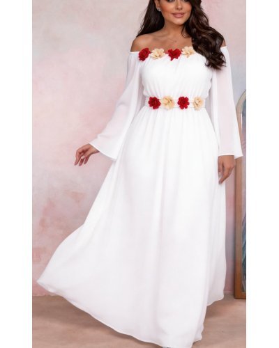 Rochii, Rochie cununie civila alba lunga din voal AngelD - jojofashion.ro