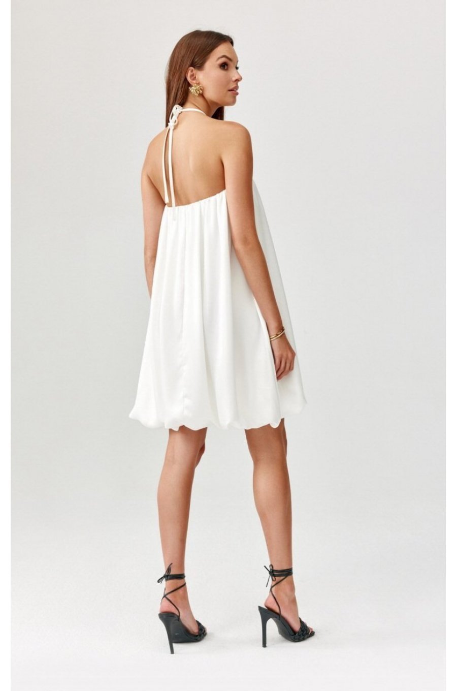 Rochie cununie civila alba, scurta, babydoll, cu umerii goi, SienaR 3 - jojofashion.ro