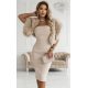 Rochie cununie civila bej midi mulata tip creion corset si umeri goi Elka 4 - jojofashion.ro