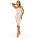 Rochie cununie civila bej midi mulata tip creion corset si umeri goi Elka 5 - jojofashion.ro