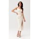 Rochie cununie civila, cu floare, midi, bej, mulata, MaribelR 2 - jojofashion.ro