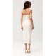 Rochie cununie civila, cu floare, midi, bej, mulata, MaribelR 3 - jojofashion.ro