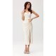 Rochie cununie civila, cu floare, midi, bej, MaribelR Rochie cununie civila, cu floare, midi, bej, MaribelR 4 - jojofashion.ro
