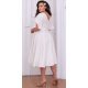 Rochie cununie civila marime mare midi, din bumbac, alba, cu maneca evazata, LunaXXL 3 - jojofashion.ro