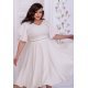 Rochie cununie civila marime mare midi, din bumbac, alba, cu maneca evazata, LunaXXL 5 - jojofashion.ro