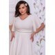 Rochie cununie civila marime mare midi, din bumbac, alba, cu maneca evazata, LunaXXL 6 - jojofashion.ro
