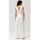 Rochie cununie civila lunga, din satin, alba, cu floare in talie, PalomaR 4 - jojofashion.ro