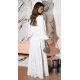 Rochie cununie civila lunga, din satin, alba, cu maneca lunga, crapata pe picior, Natasya 3 - jojofashion.ro