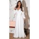 Rochie cununie civila lunga, din satin, alba, cu maneca lunga, crapata pe picior, Natasya 6 - jojofashion.ro