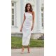 Rochie cununie civila lunga, din satin, alba, cu un umar gol, Lamia 2 - jojofashion.ro