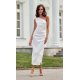 Rochie cununie civila lunga, din satin, alba, mulata, cu un umar gol, Lamia 2 - jojofashion.ro