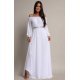 Rochie cununie civila lunga, voal, alba,  cu maneca lunga si umerii goi, Afrodita 2 - jojofashion.ro