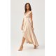 Rochie cununie civila midi, din satin bej, asimetrica, cu trena, Jennifer 4 - jojofashion.ro