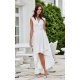 Rochie cununie civila midi, din satin, alba, asimetrica, cu trena, Jennifer 2 - jojofashion.ro